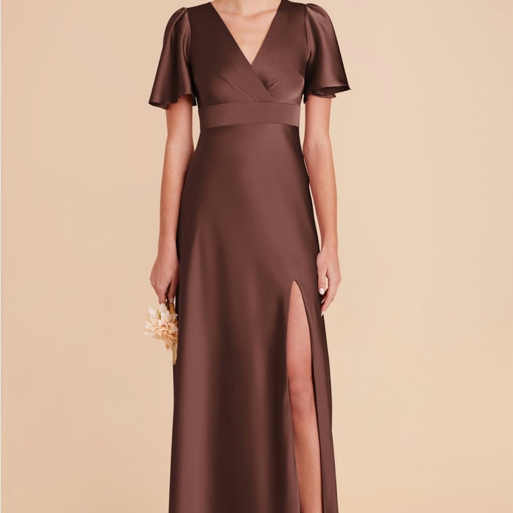 Birdy Grey Marni Dress in Matte Satin Chocolate Brown